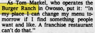 Burger Ranch - Feb 1980 Ad For Owosso